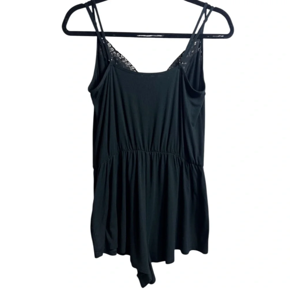 Victoria's Secret Romper Lace Trim Sleep Elasticized Waist Black Loungewear